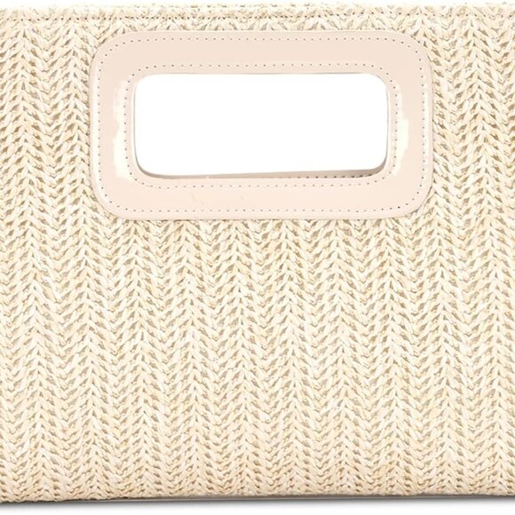 Elegant Beige Straw Tote Bag with Magnetic Closure – Perfect for Summer Travel - Picture 1 of 6